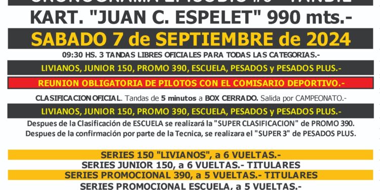 Cronograma para la sexta fecha del año